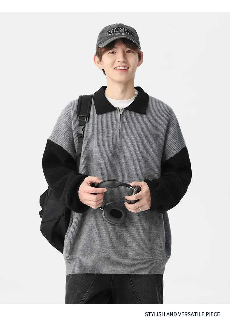 Cozy Bootcut Knitted Half Zipper Sweater
