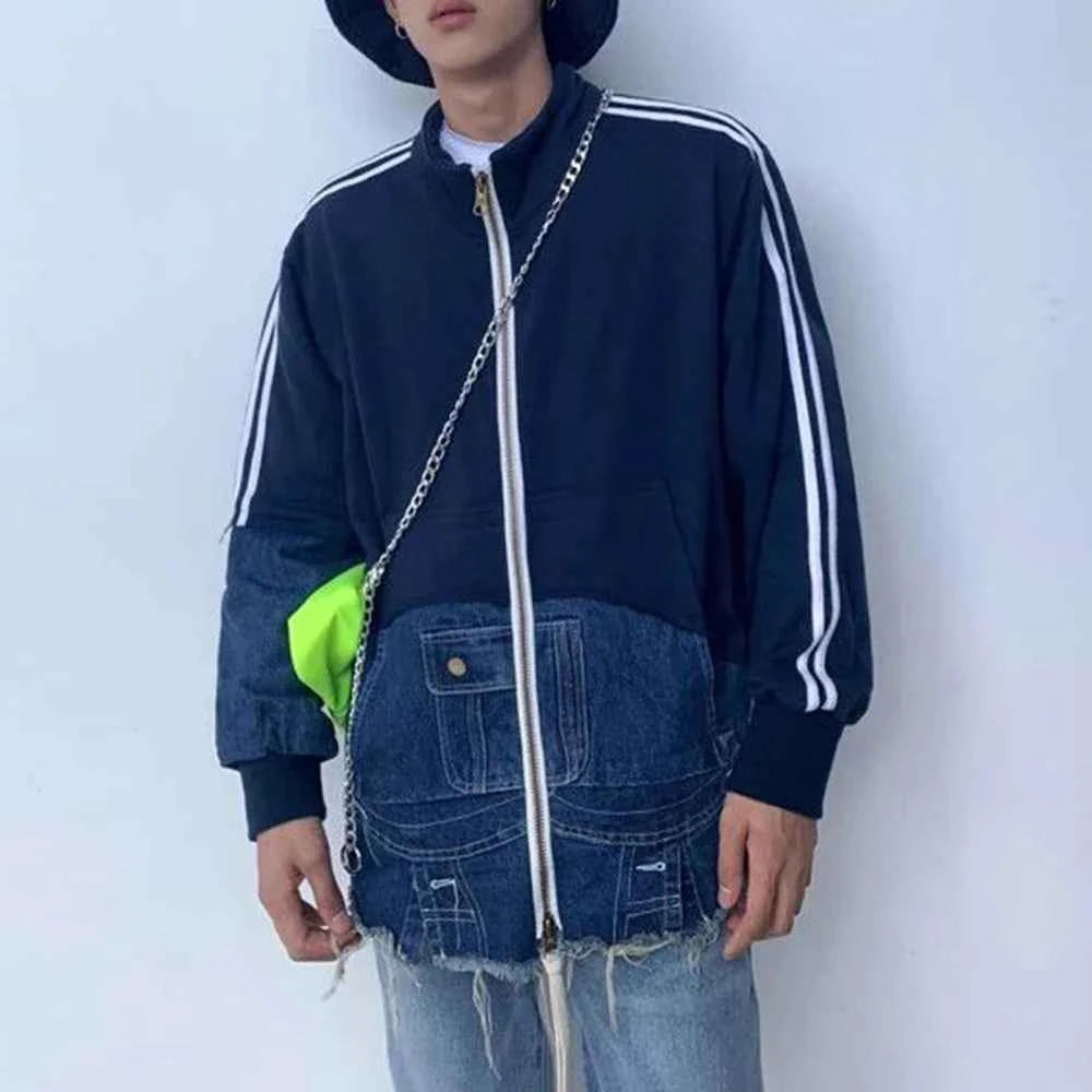 Luxury Striped Tassel Casual Denim Jacket