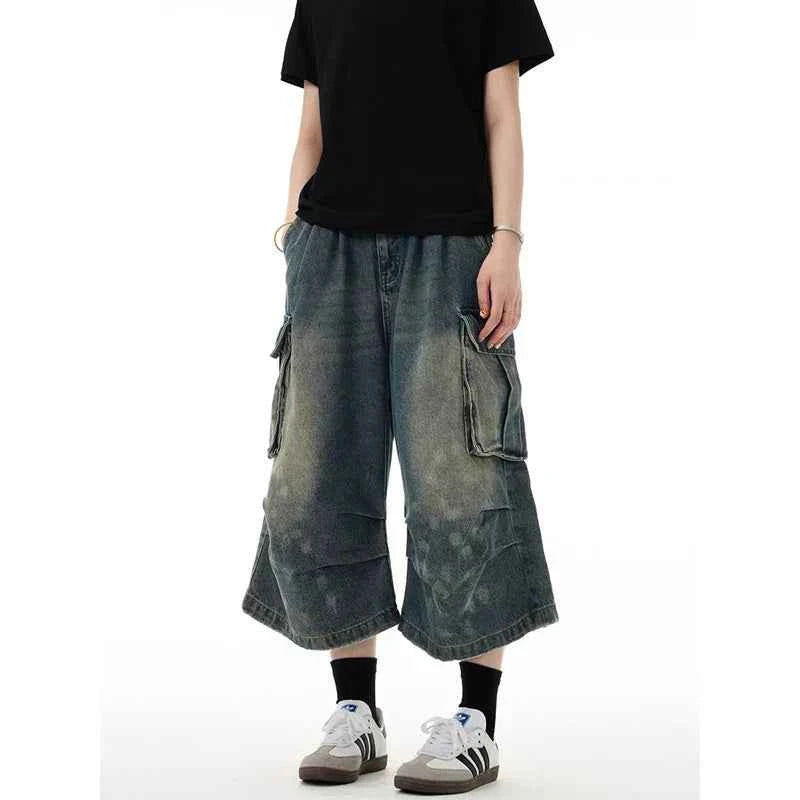 Vintage American Style Washed Denim Jorts
