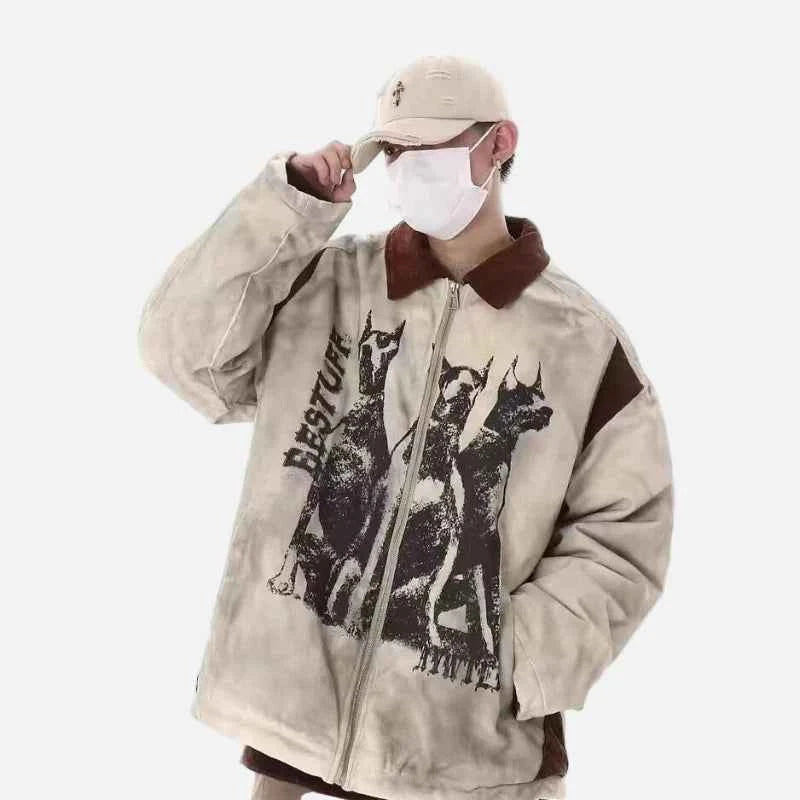 Retro Doberman Double Layered Jacket - Oversized Technical Streetwear Shell