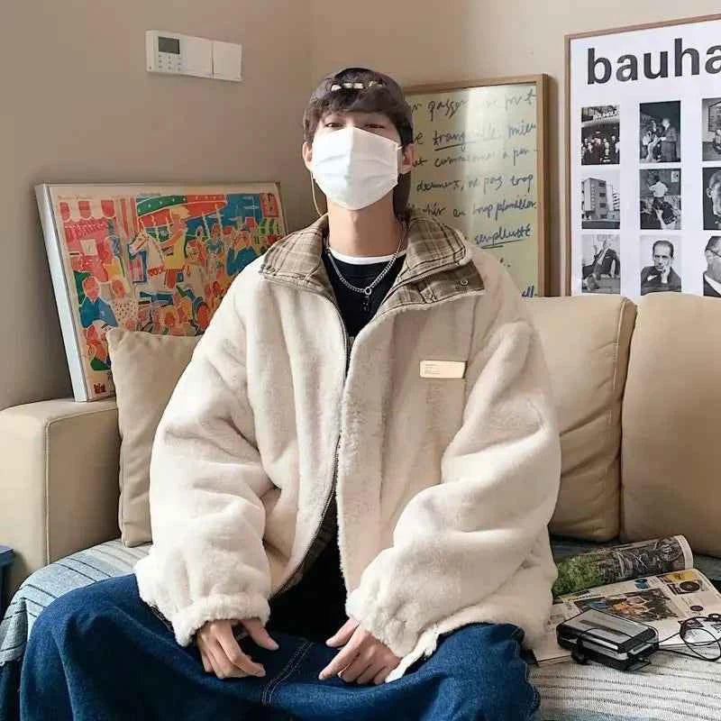 Reversible Warm Double Wool Faux Fur Jacket
