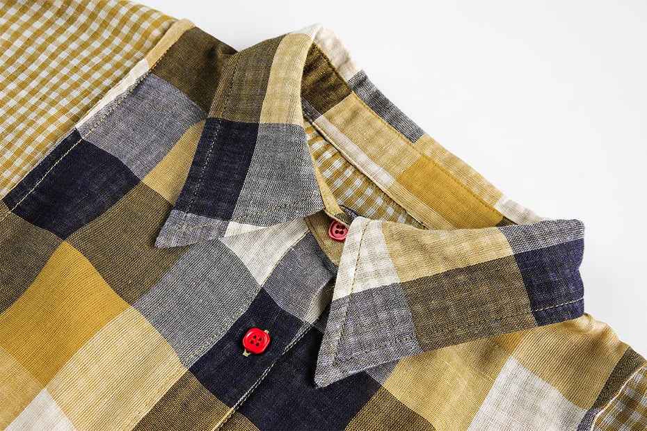 Effortless Retro Patchwork Plaid Long Sleeve Shirt
