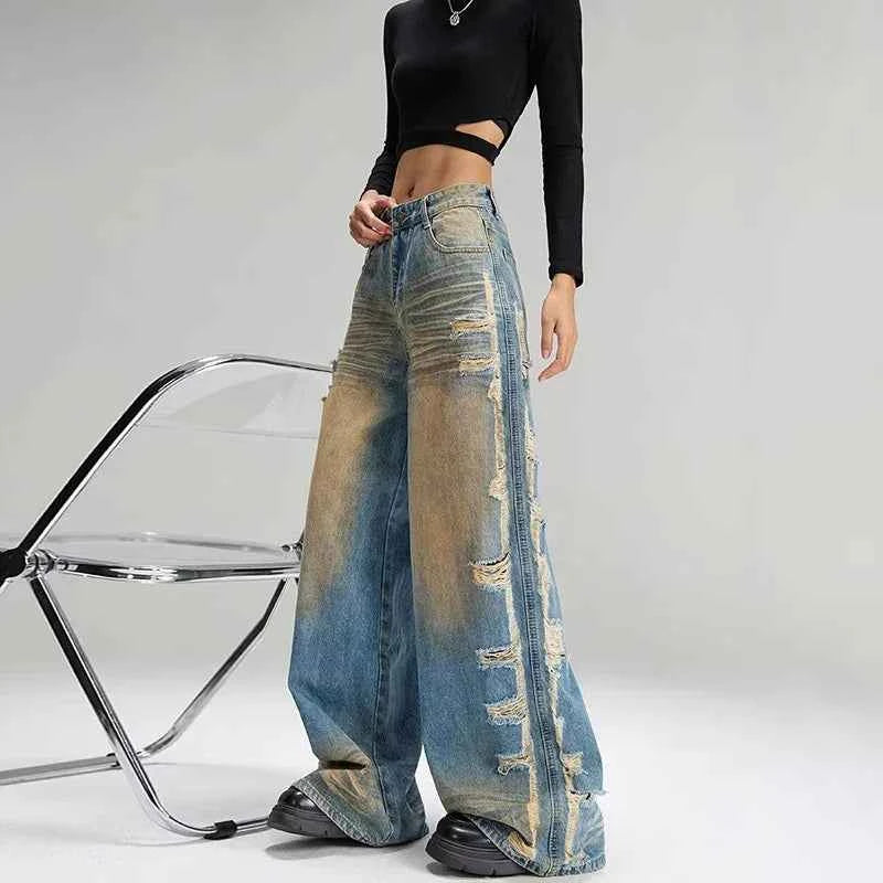 Signature High Waisted Ripped Denim Jeans