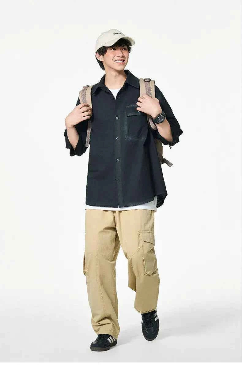 Cloud-Soft Contrast Lapel Casual Shirt