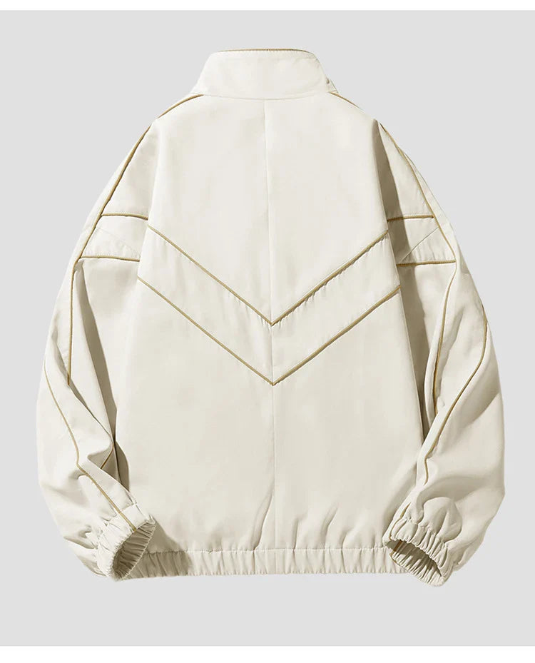 Striped White Lining With Rib sleeve Style Jacket