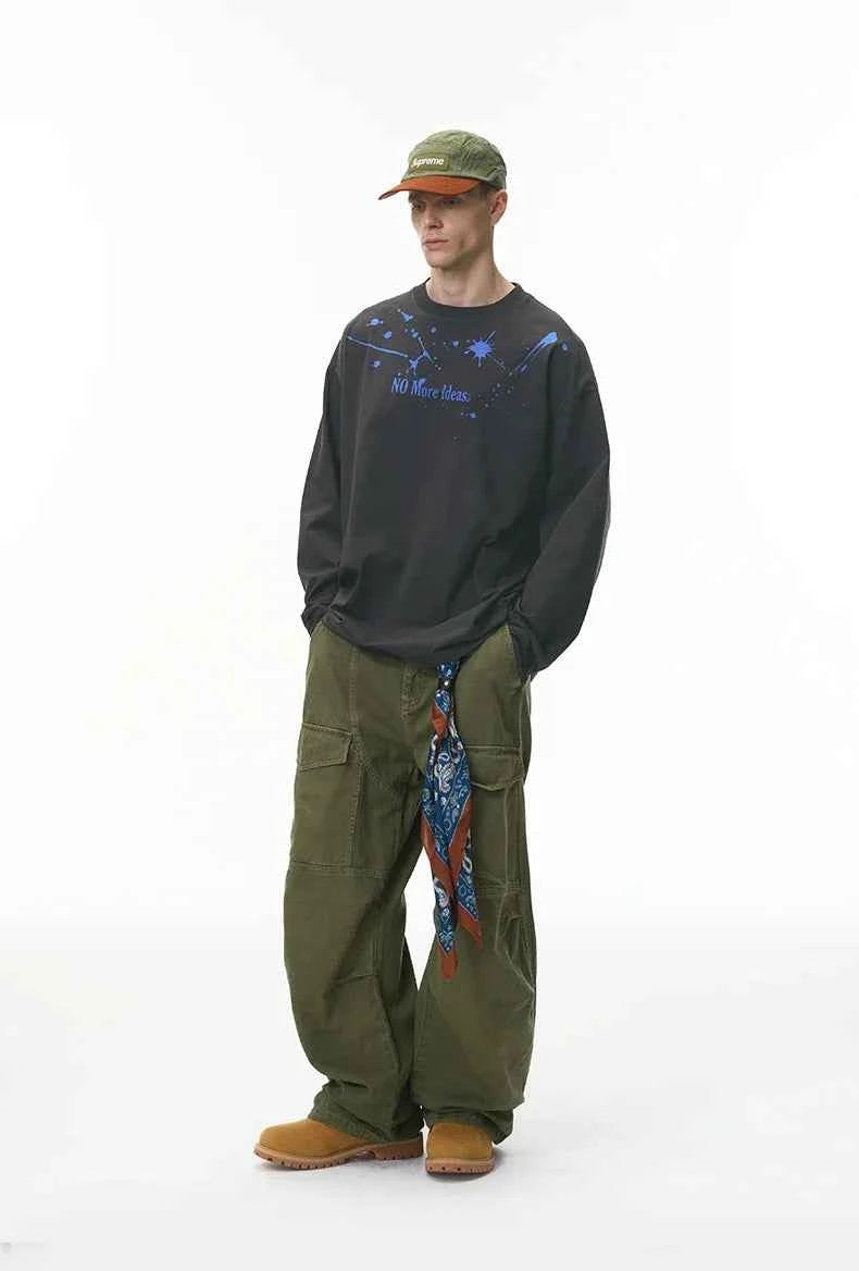 American Splatter Color Block Long Sleeve T-Shirt