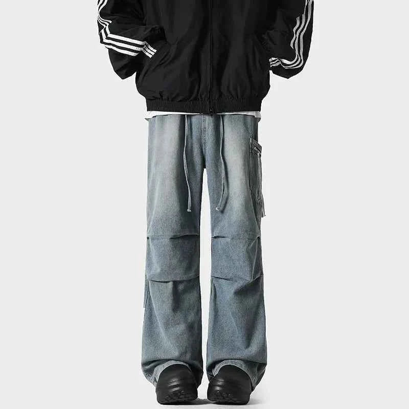 Streetwear Pleated Loose Cargo Jeans