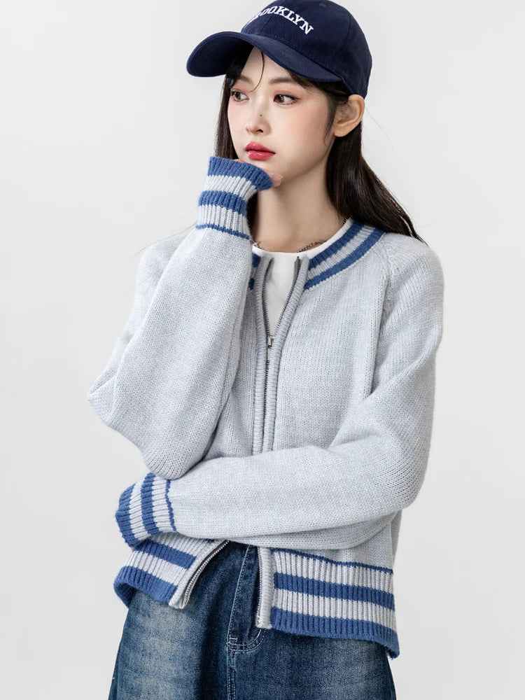 Women Streetwear Comfort Cozy Striped Cardigan