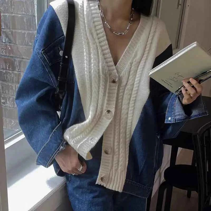 Cozy Vintage Casual Denim Carigan