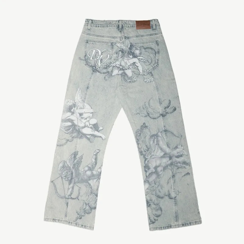 LUW Angel Retro Baggy Streetwear Unisex Jeans - Luxuryurbanwear