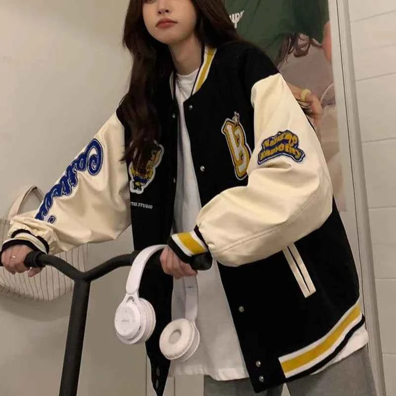 Women American Style Baseball Embroidered Jacket