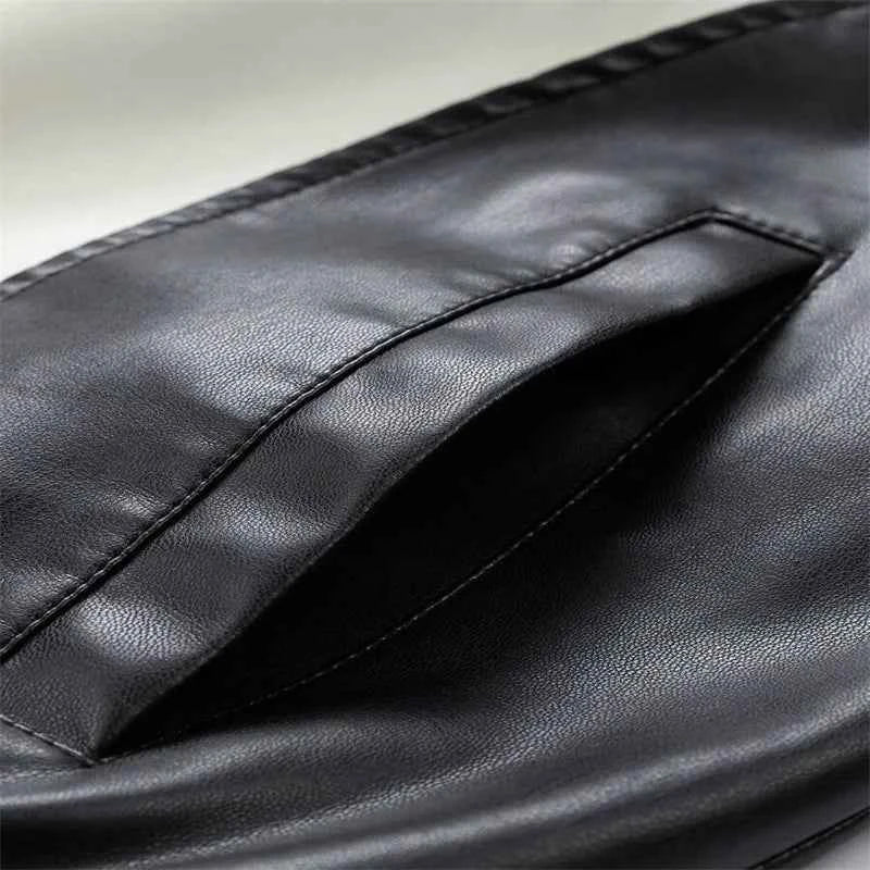 Contrast Colors Leather Biker Jacket