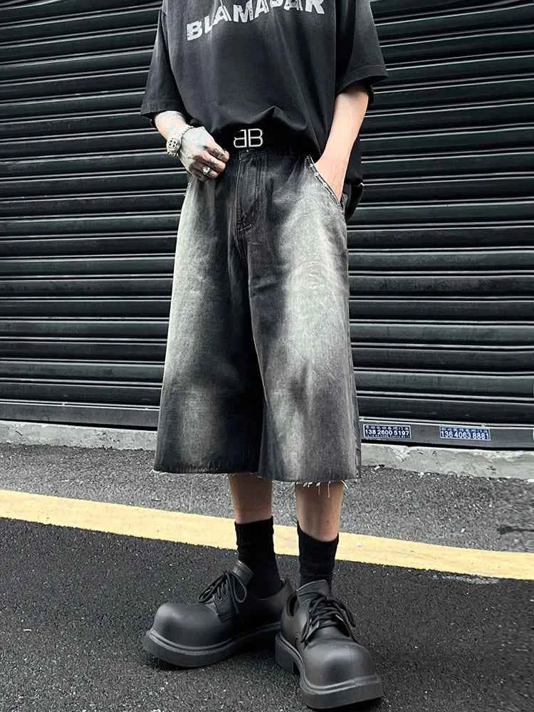 Gradient Rugged Look Washed Denim Jorts