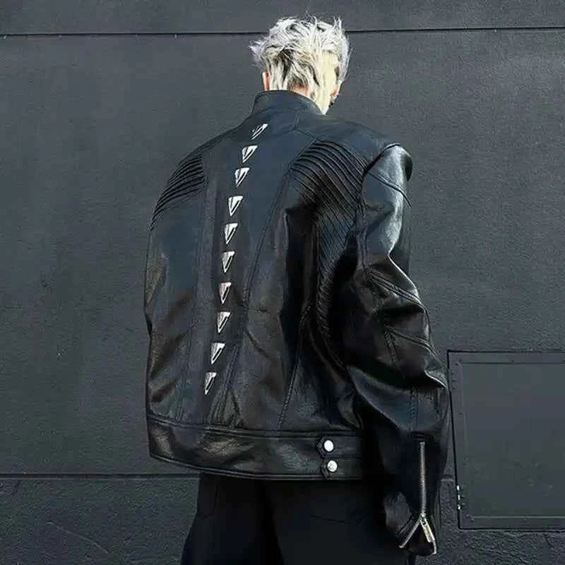 Metallic Deconstruction Darkwear Leather Jacket