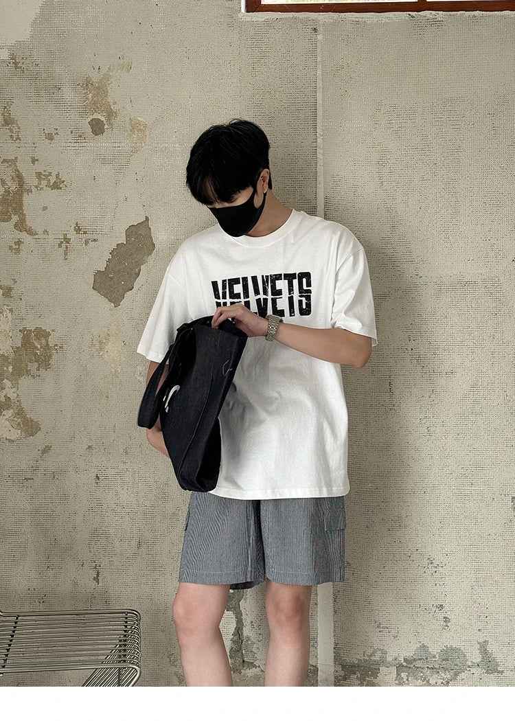 Streetwear Cool Bold Velvets Typography Casual T-Shirt