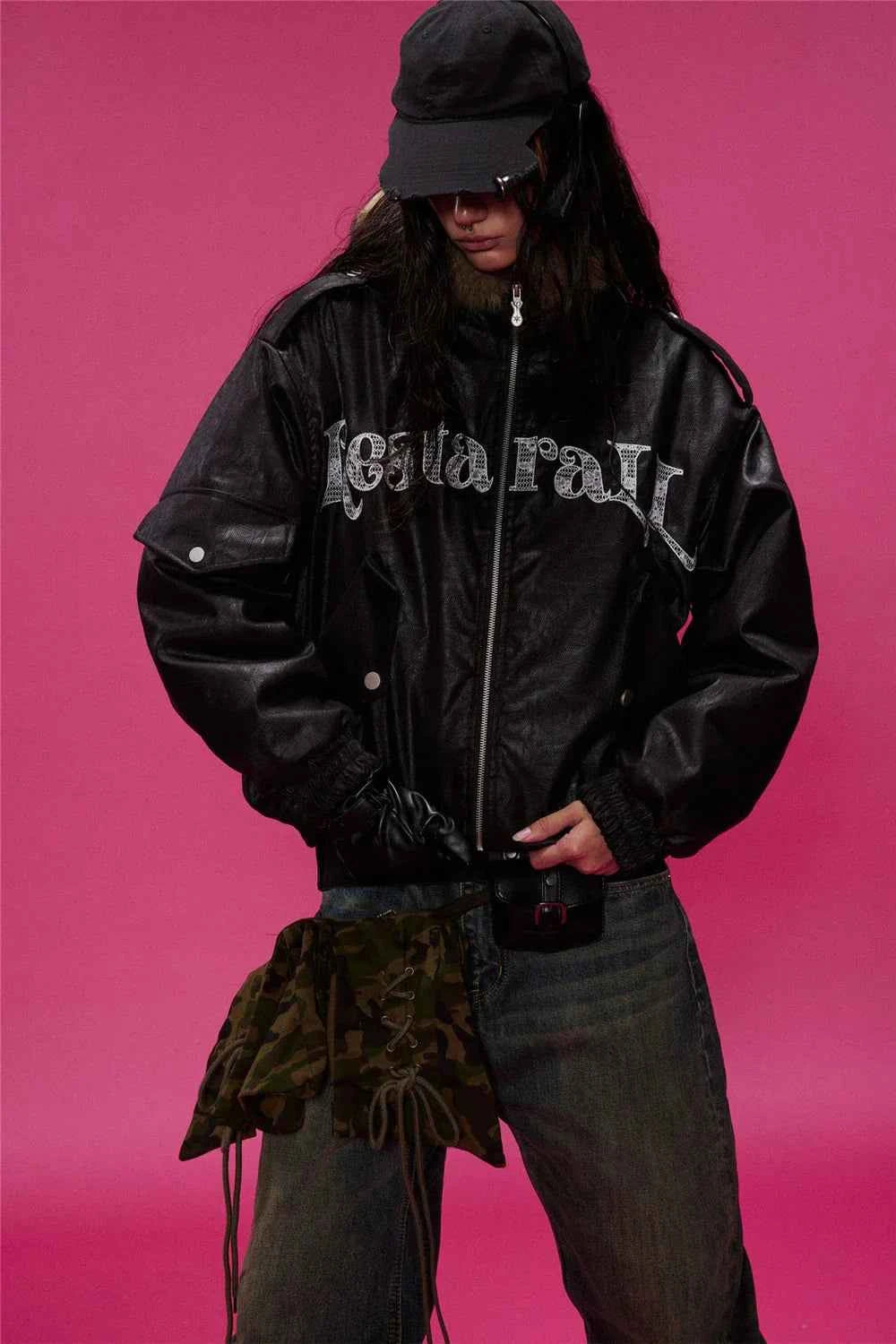 Winter Thick Warm Fur-Collar Parka Leather Jacket
