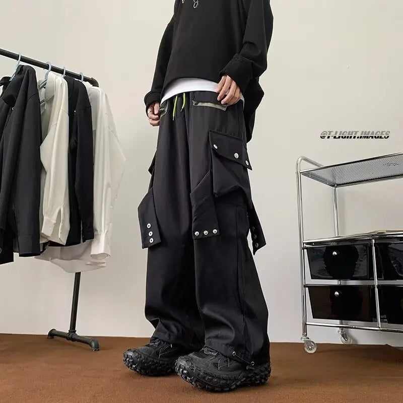 Multi Pockets Button-Up Streetwear Pants