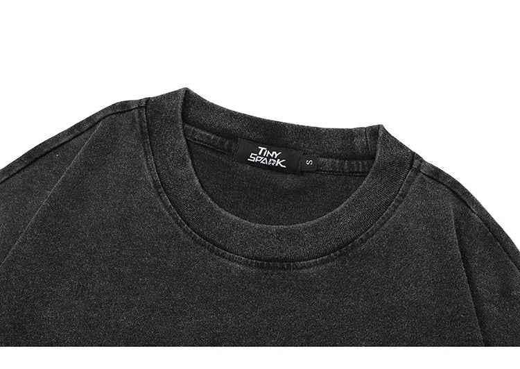 Retro Washed Black Faded Graphic Mirror T-Shirt
