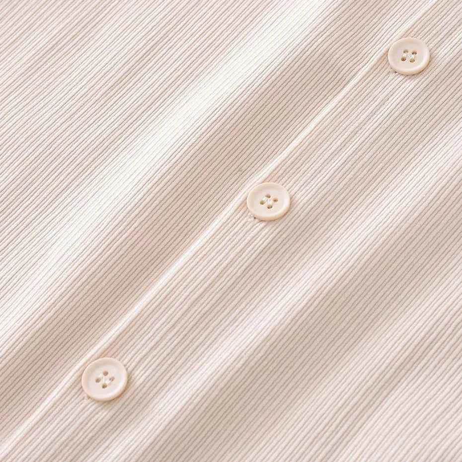 Rose Embroidery Corduroy Button-Up Short Sleeve Shirt