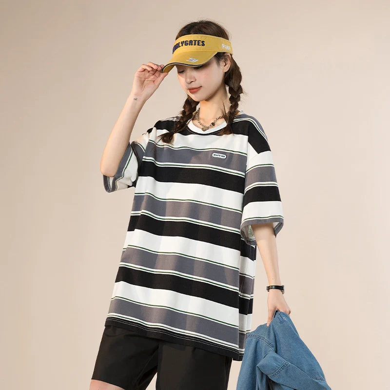 SQ2 Multi Striped Color Loose T-Shirt