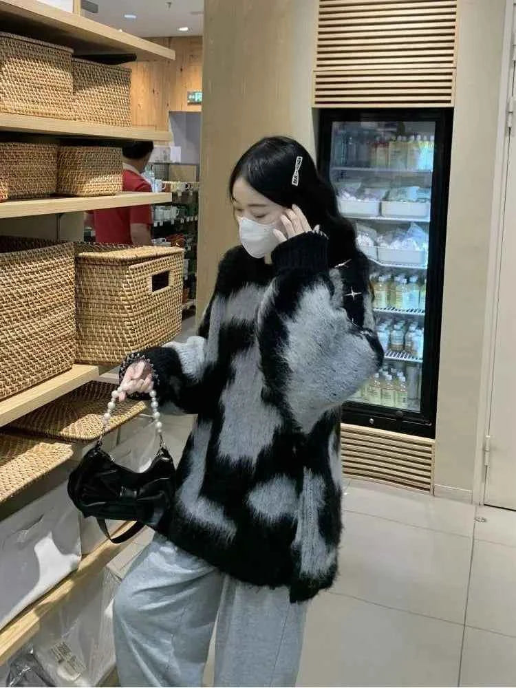 Y2K Everyday Essential Print Contrast Color Sweater