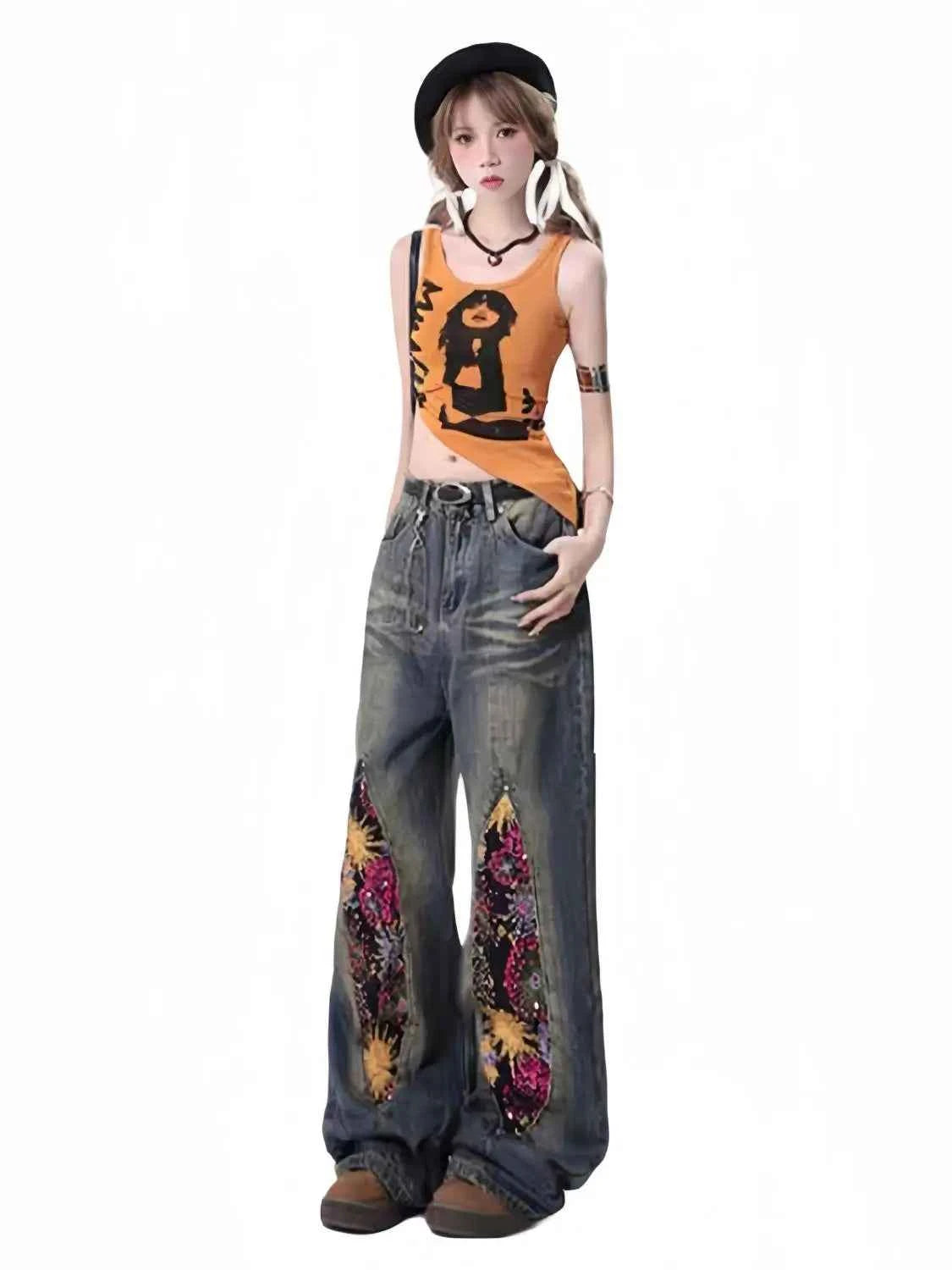 American High Street Firework Beads Jeans