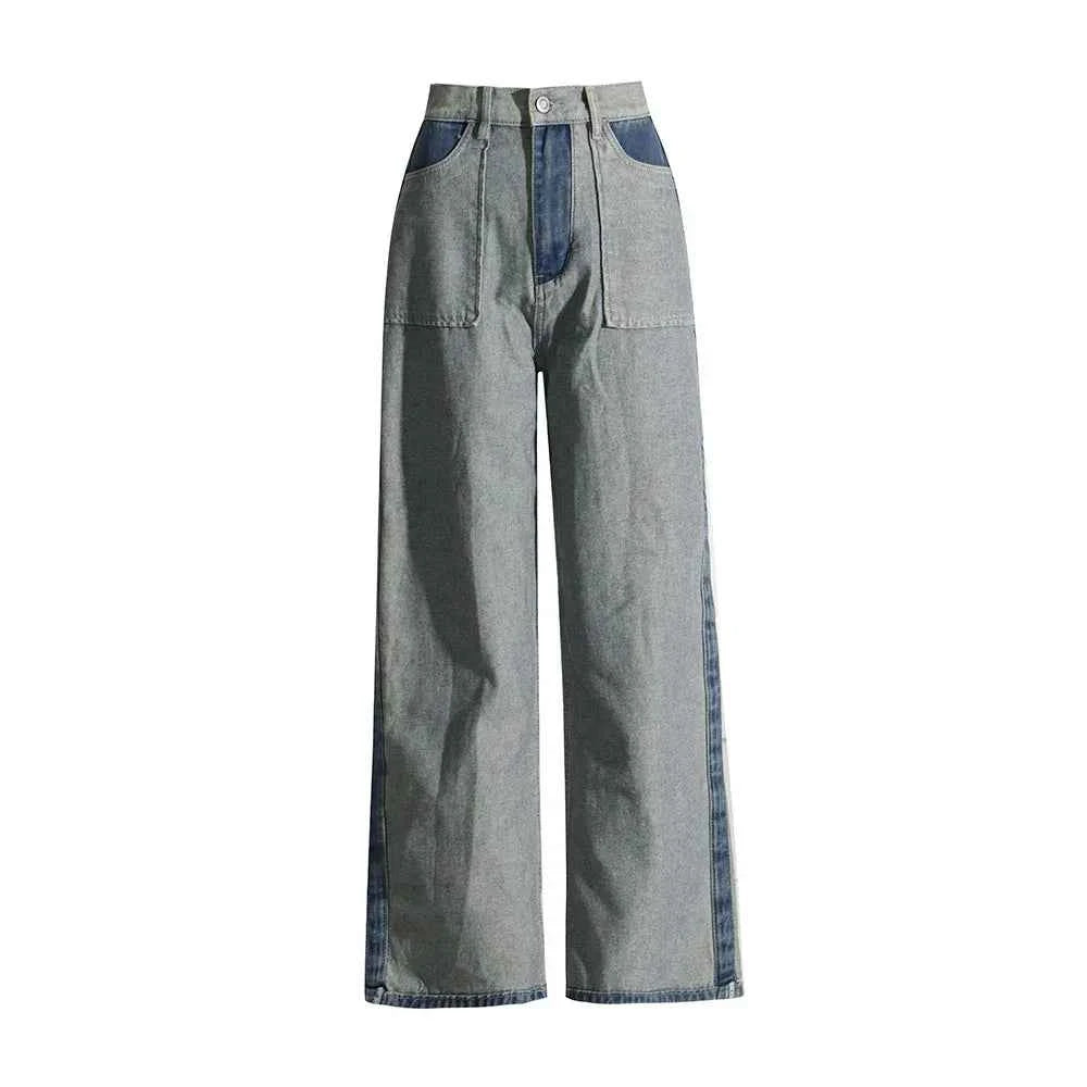 Colorblock Designer Loose High Waist Jeans