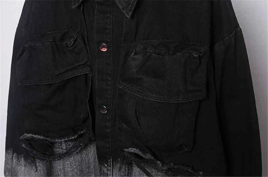 Cool Streetwear Vintage Gradient Denim Jacket
