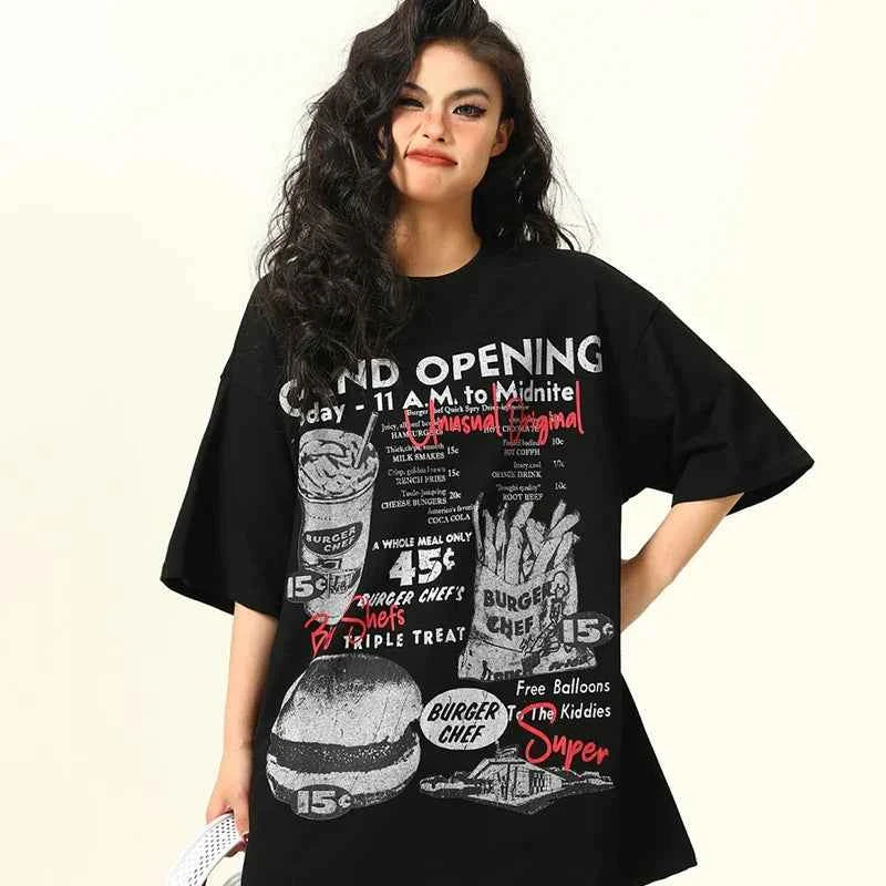 Vintage American Retro Hand-Drawn Short-Sleeve T-Shirt