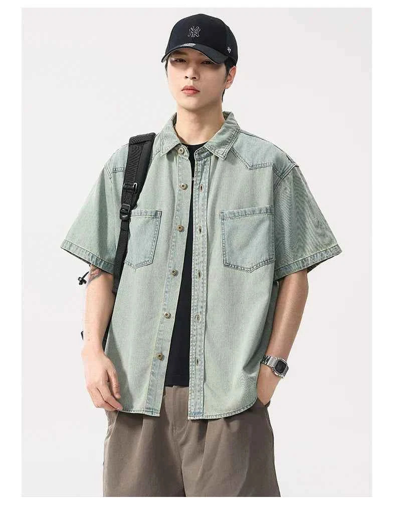 Vintage Retro Lightweight Casual Loose Denim Shirt