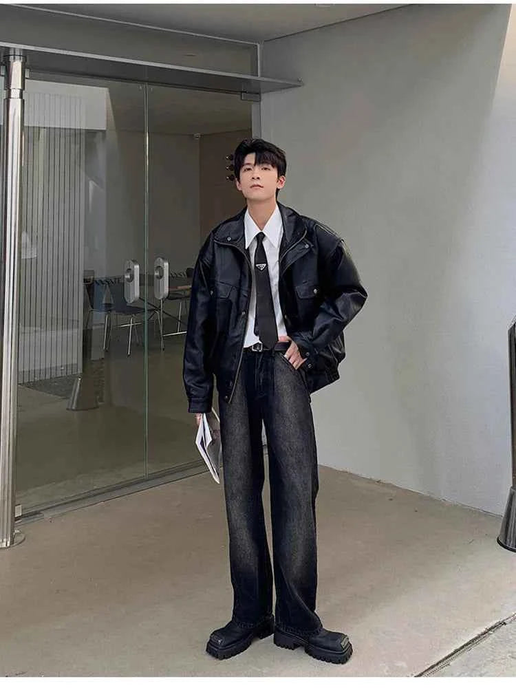 Black Thickened Warm PU Leather Jacket