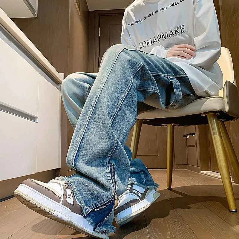Men's Trendy Streetwear Zipper Denim Jeans