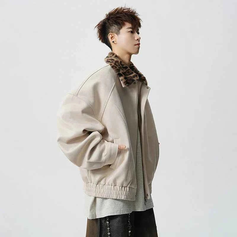 Fashionable Leopard Print Faux Fur Jacket
