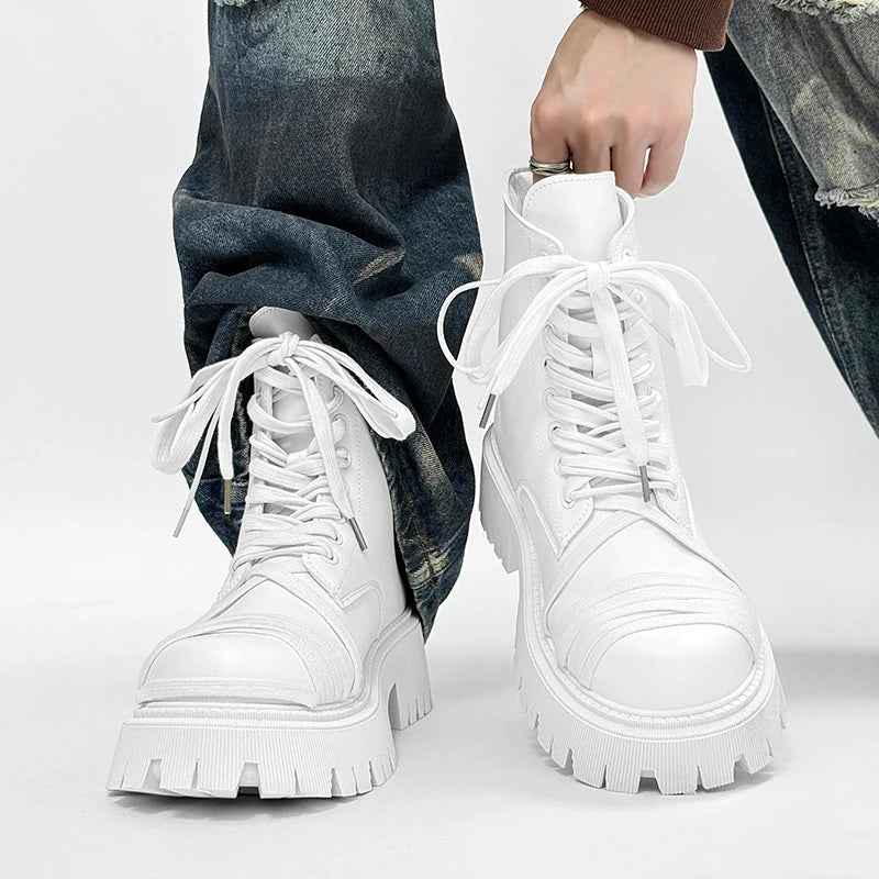 Streetwear Chunky Sole Lace-Up High Boot