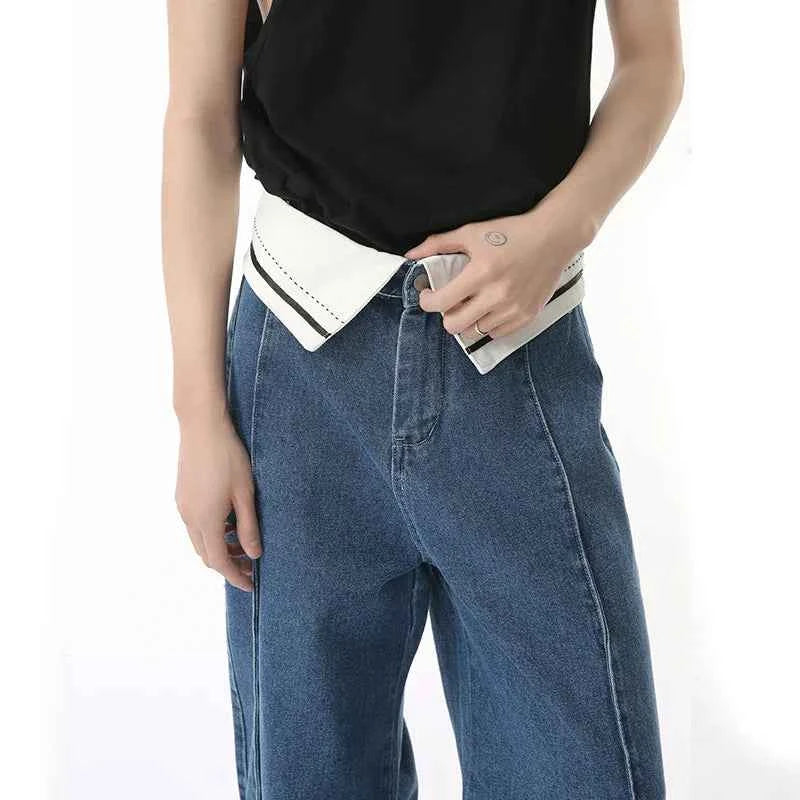 High quality personalized fold waist Jeans