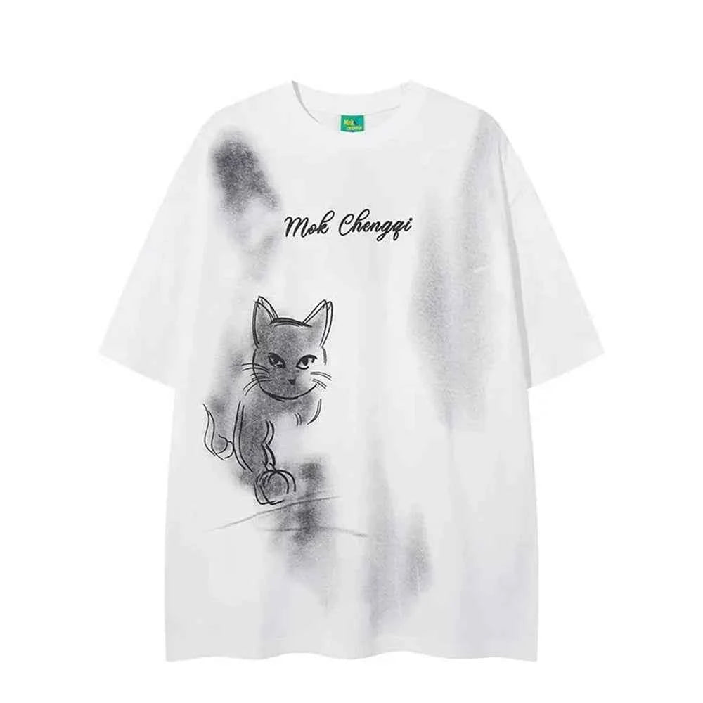 Vintage Kitten Graphic Short Sleeved T-Shirt