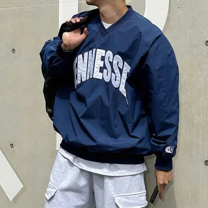 Sports Loose V-Neck Long-Sleeved T-Shirt