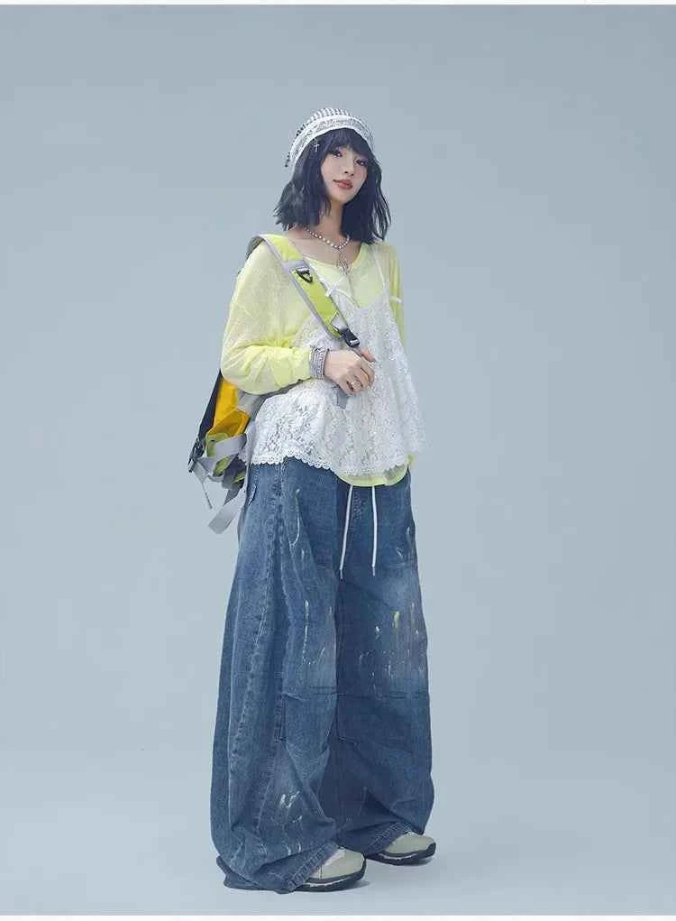 Aged Graffiti Washed Hip Hop Pants