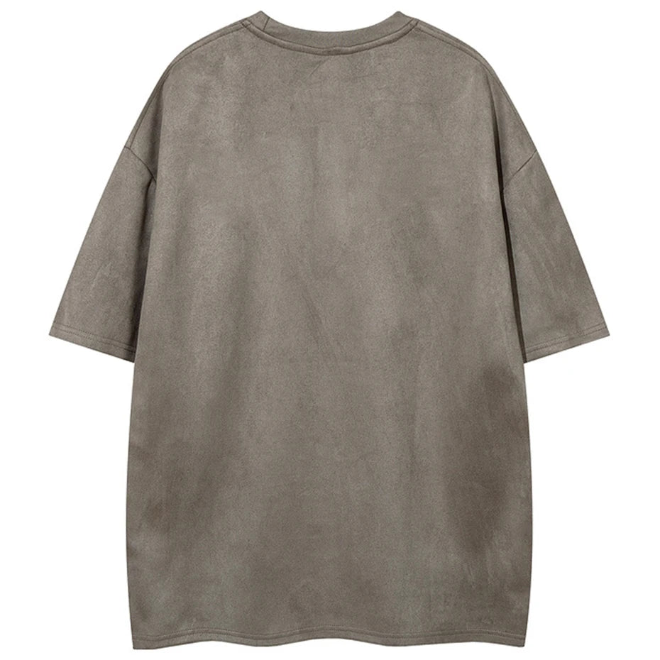 Streetwear Oversized Suede T-Shirt