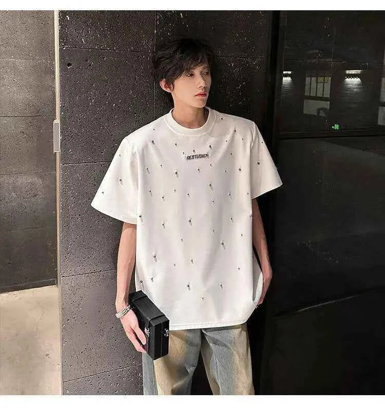 High Quality Sequin Patchwork Shoulder T-Shirt