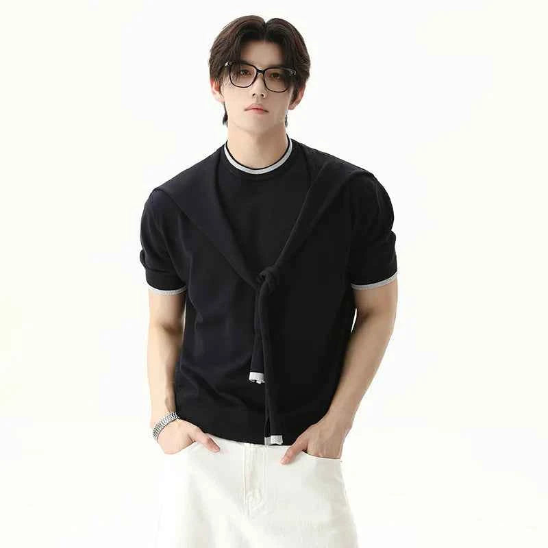 Flexible Solid Color Round Neck Casual T-Shirt