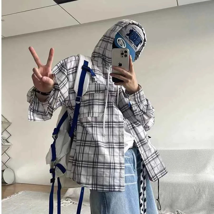 Men Verve Checkered Hooded Shirt