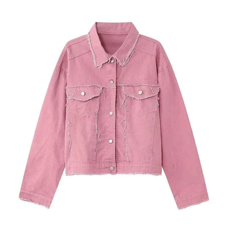 Frayed Retro Workwear Denim Jacket