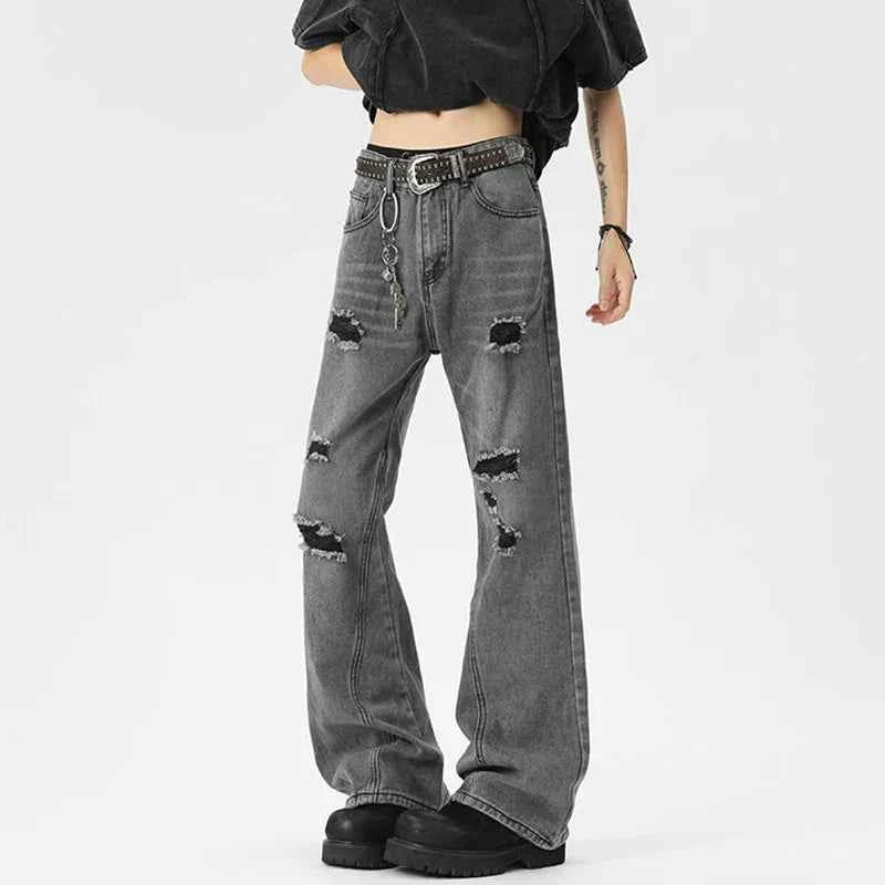 Oversized Energy Broken Hole Slim Jeans