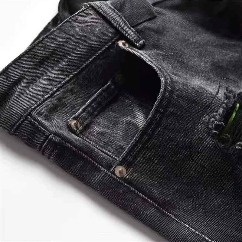 Cozy Streetwear Ripped Black Denim Short