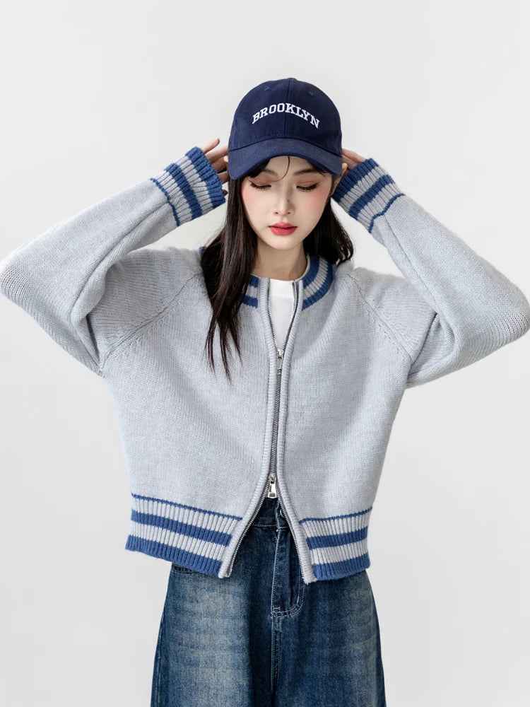 Women Streetwear Comfort Cozy Striped Cardigan