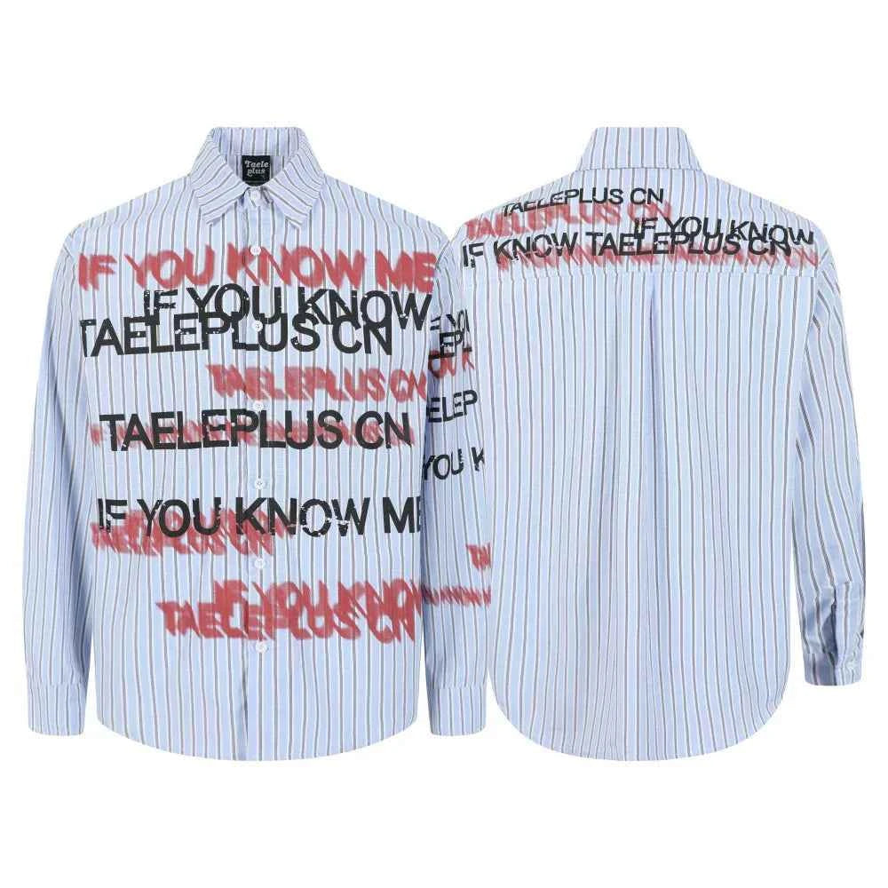 Autumn Striped Loose Button-Up Long Sleeve Shirt