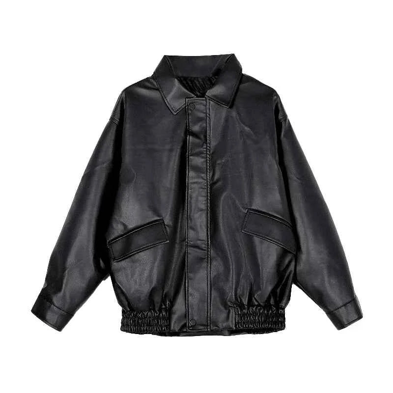 Women Retro Moto Bike Casual Style Leather Jacket