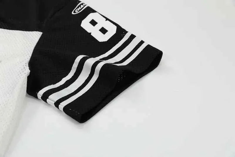 Breathable Patchwork Mesh V-Neck Collar Jersey T-Shirt