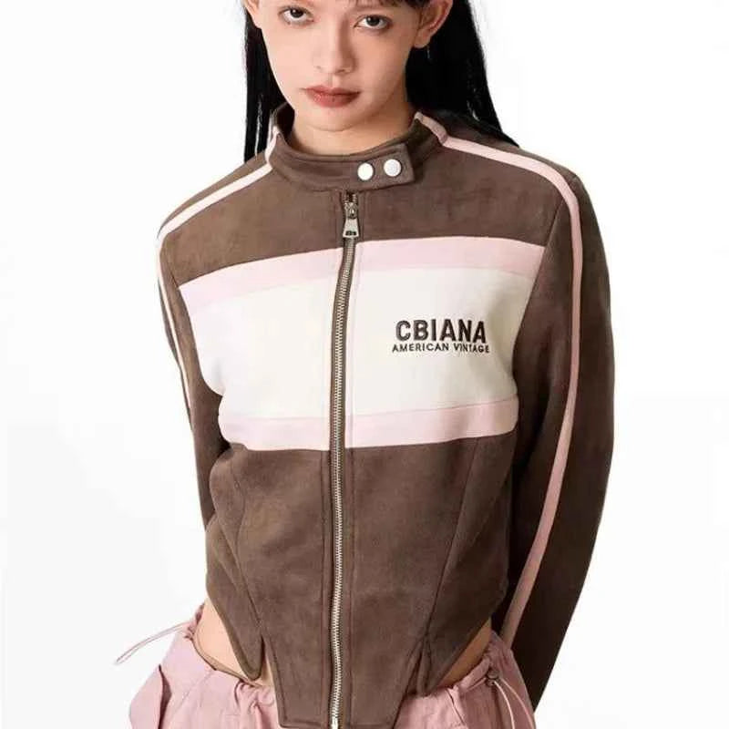Japanese Style Retro Contrasting Color Casual Jacket